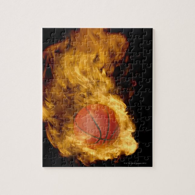 Puzzle Basket-ball en feu (composite numérique) (Vertical)