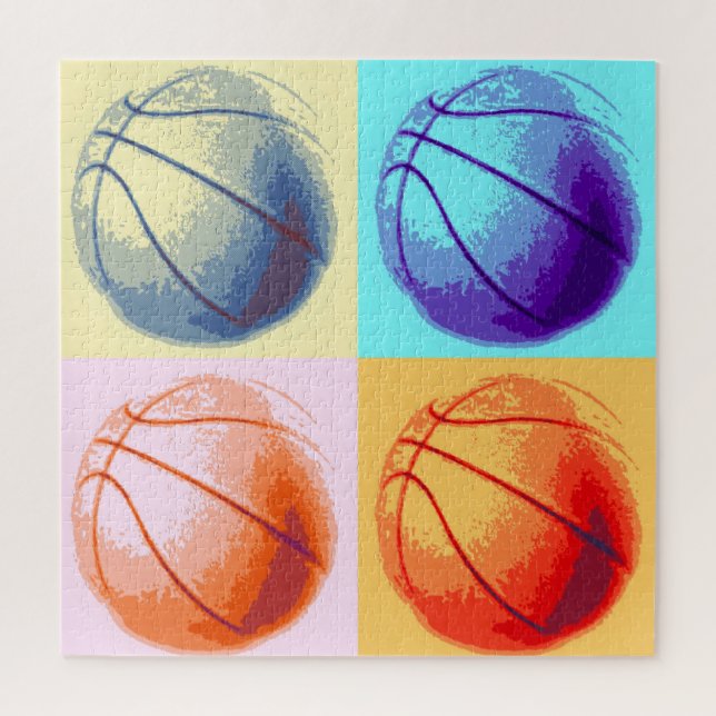 Puzzle Basket-ball Illustration Peinture Pop Art Sports (Vertical)