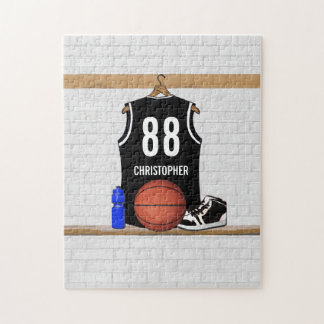 Puzzle Basket-ball noir et blanc personnalisé Jersey