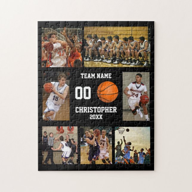 Puzzle Basketball 7 Team Photo Collage (Vertical)