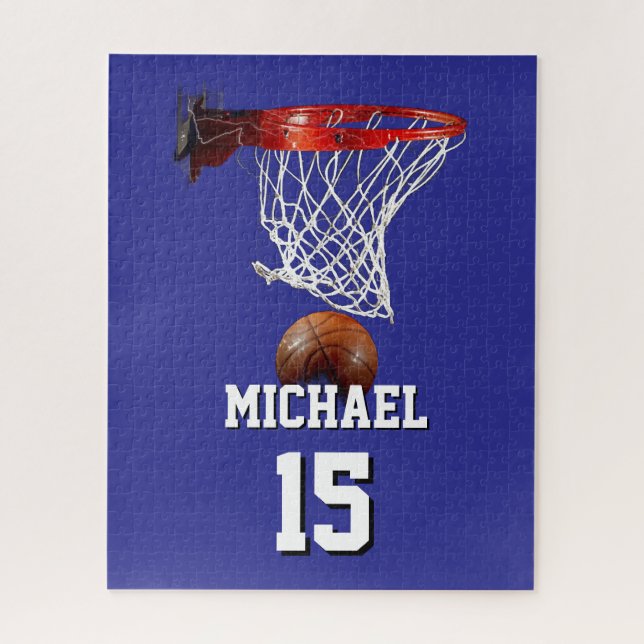 Puzzle Basketball Add Your Name & Number Pop Art (Vertical)