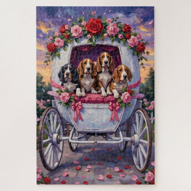 Puzzle Basset Hound Chien Saint-Valentin  (Vertical)
