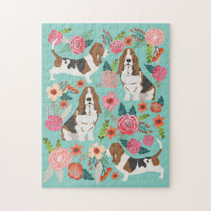Puzzle Basset Hound Chien Vintage Florals
