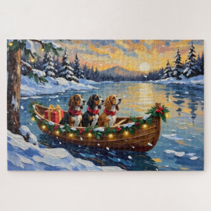 Puzzle Basset Hound Noël Bateau Fêtes