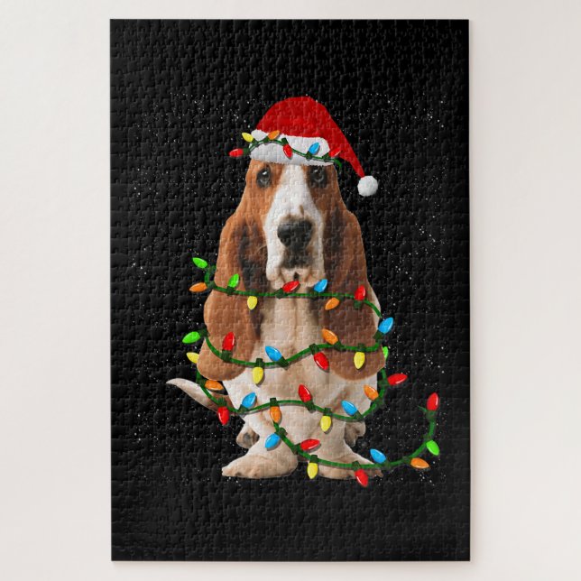 Puzzle basset hound noël drôle basset hound dog love (Vertical)