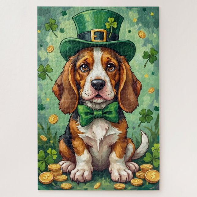 Puzzle Basset Hound St Patrick’s Day Drôle de Chien Chanc (Vertical)