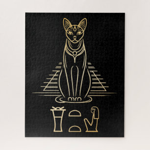 Puzzle Bastet avec le nom en hiéroglyphes et Égypte Pyram