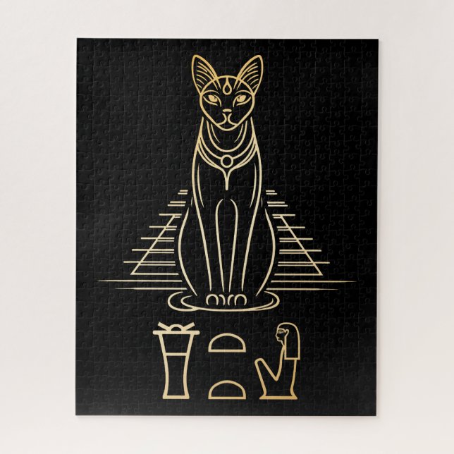 Puzzle Bastet avec le nom en hiéroglyphes et Égypte Pyram (Vertical)