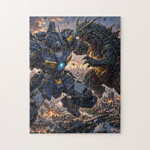 Puzzle Bataille de ville Mecha contre Kaiju