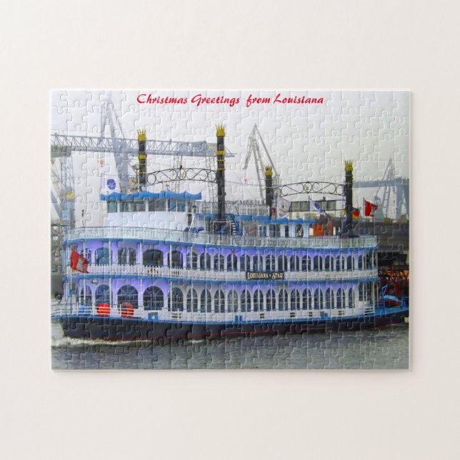Puzzle Bateau à aubes de Louisiane. Vœux de Noël (Horizontal)