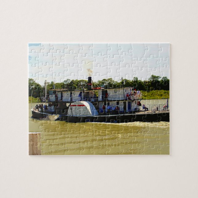 Puzzle Bateau à roues à aubes sur le fleuve Aquarelle, Pu (Horizontal)