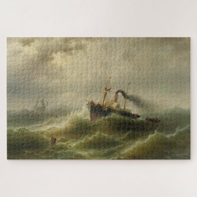 Puzzle Bateau à vapeur dans une tempête sur la mer du Nor (Horizontal)