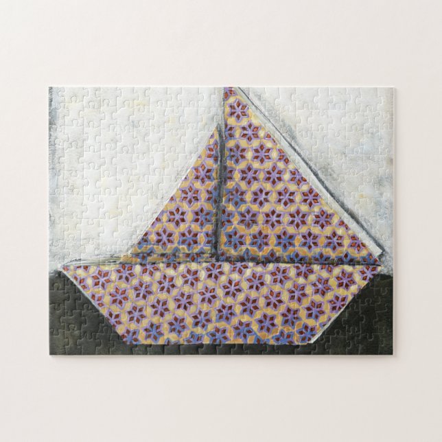 Puzzle Bateau à voile Origami sur papier design Star (Horizontal)