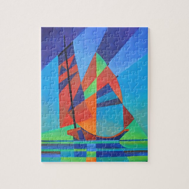 Puzzle Bateau Abstrait Art Junk contre Deep Blue Sky (Vertical)