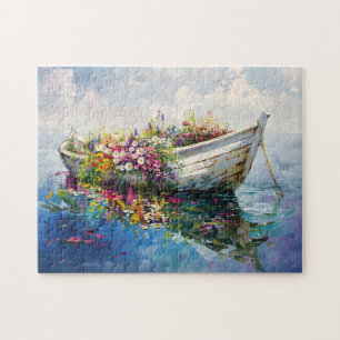 Puzzle Bateau avec Fleurs sauvages colorés
