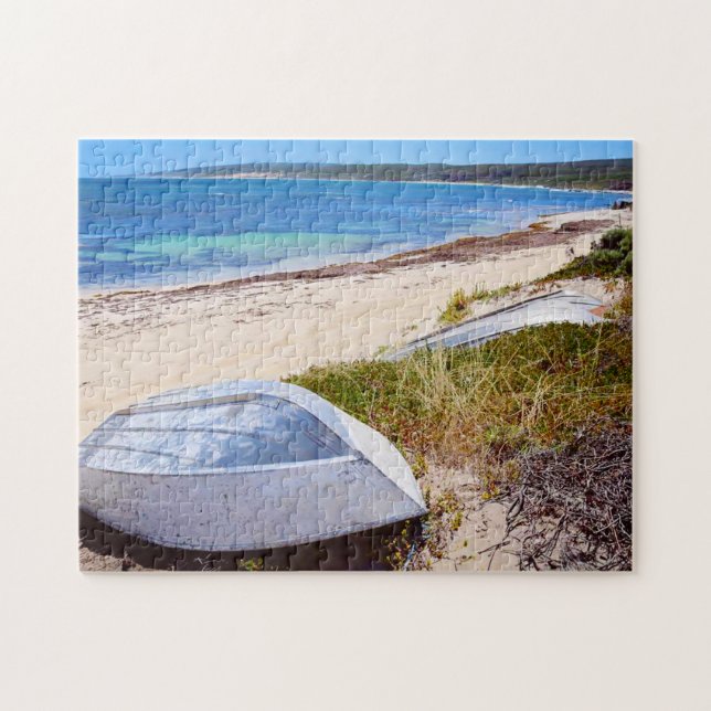 Puzzle Bateau blanc Plage Blue Sky Ocean Photo (Horizontal)