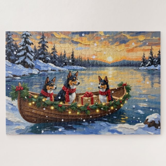 Puzzle Bateau de Noël Basenji pour les Fêtes (Horizontal)