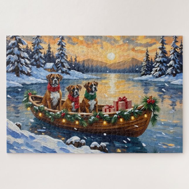 Puzzle Bateau de Noël Boxer pour les Fêtes (Horizontal)