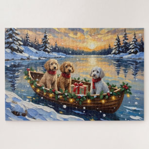 Puzzle Bateau de Noël de Caniche Fêtes