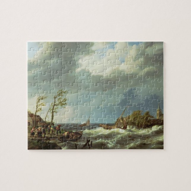 Puzzle Bateau de pêche néerlandais propagé un rivage de (Horizontal)
