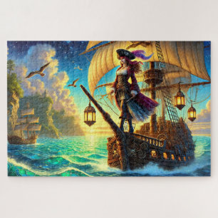 Puzzle Bateau de Pirate Dame Fantaisie Maritime Aventure