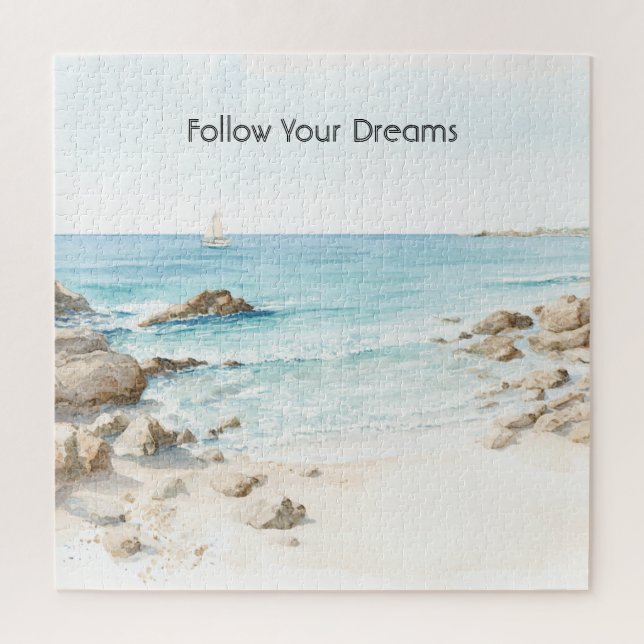 Puzzle Bateau de plage vue sur l'océan  (Vertical)