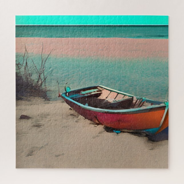 Puzzle Bateau échoué sur une plage de sable | Art généré  (Vertical)