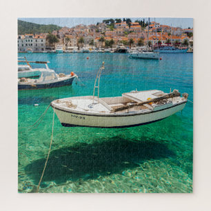 Puzzle Bateau flottant dans l'eau claire Croatie Jigsaw P
