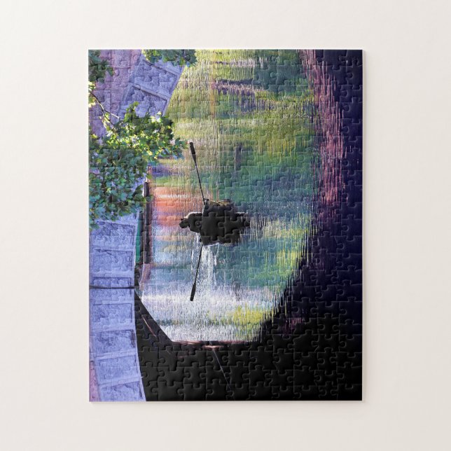 Puzzle Bateau pittoresque vert pourpre sous le pont Arch  (Vertical)