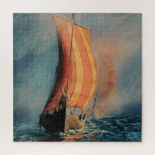 Puzzle Bateau viking/long bateau/en mer/hommes en bateau