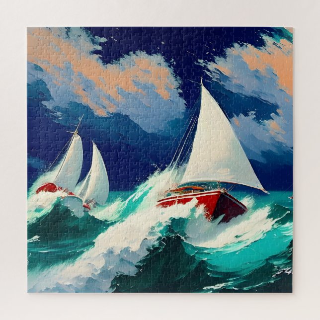 Puzzle Bateaux à voile Courses en Mer Lourde (Vertical)