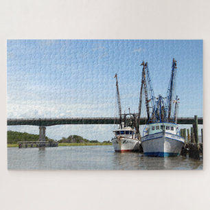 Puzzle Bateaux crevettiers à quai