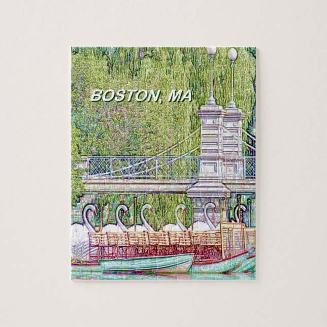 Puzzle Bateaux cygnes de Boston en crayon et filtre d'enc (Vertical)