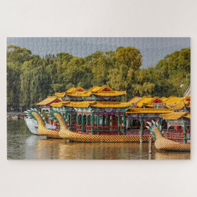 Puzzle Bateaux-dragons touristiques | Lac Kunming (Horizontal)