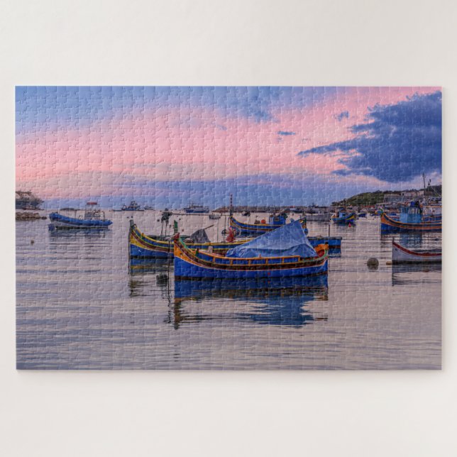 Puzzle Bateaux maltais traditionnels à Marsaxlokk (Horizontal)