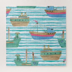 Puzzle Bateaux : Motif de peinture aquarelle.