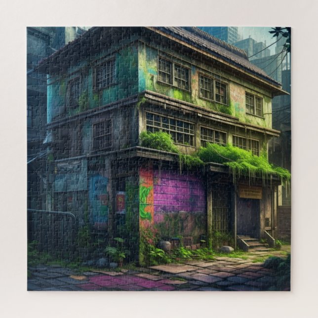 Puzzle Bâtiment abandonné de graffiti violet Décadence ur (Vertical)