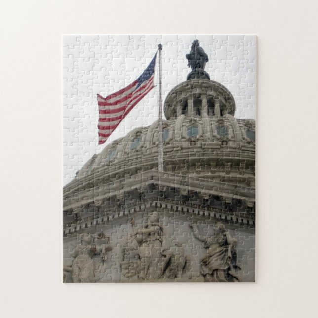 Puzzle Bâtiment de capitol des USA avec le drapeau (Vertical)