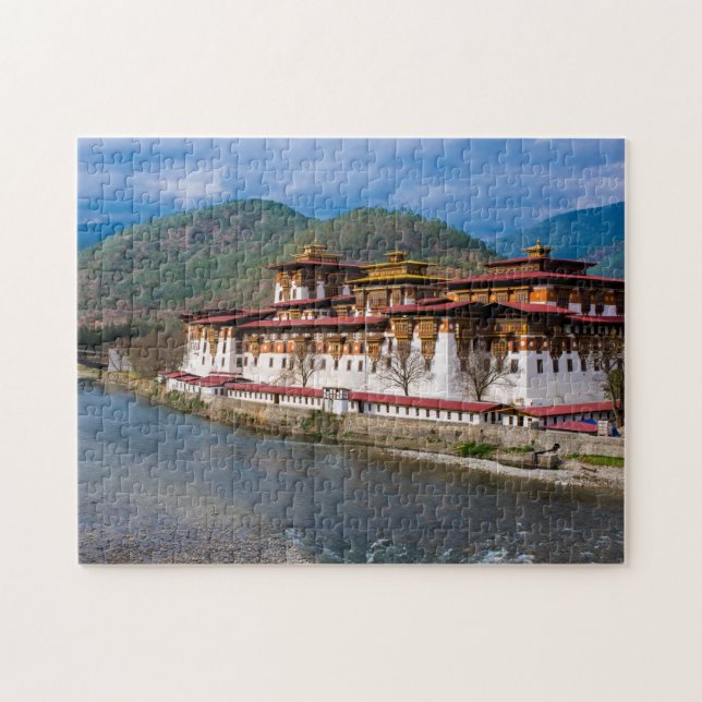 Puzzle Bâtiment du Dzong au bord de la rivière (Horizontal)