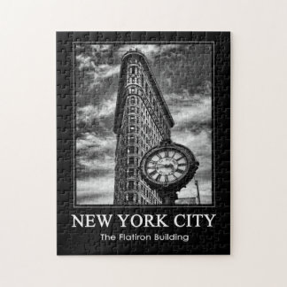 Puzzle Bâtiment Flatiron et horloge en noir et blanc 1C