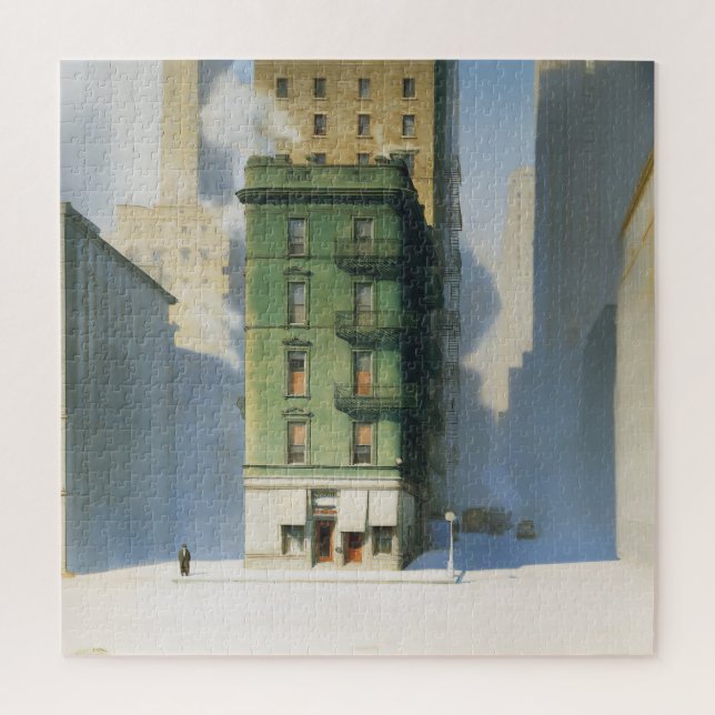 Puzzle Bâtiment vert à New York en hiver (Vertical)