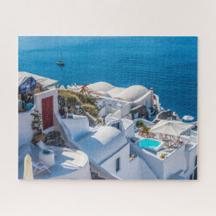 Puzzle Bâtiments blancs de Grèce sur les collines, Mer Mé