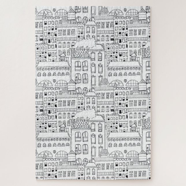 Puzzle Bâtiments Whimsical de la ville Stylo à main et en (Vertical)