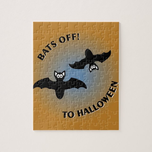 Puzzle Bats d'Halloween bleu orange (Vertical)