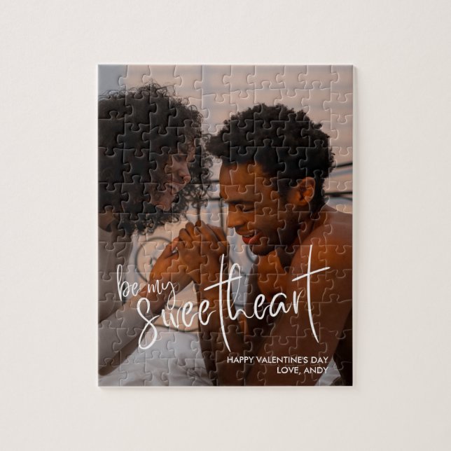 Puzzle Be My Sweetheart Script Valentine Photo (Vertical)