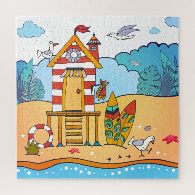 Puzzle Beach Lifeguard and Surboards (Vertical)