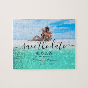 Puzzle Beach Photo Wedding Enregistrer La Date Invitation