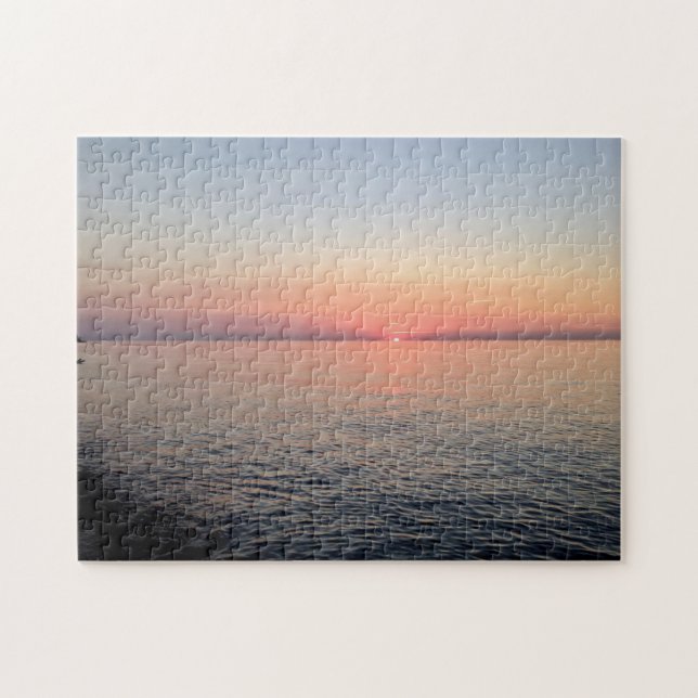 Puzzle Beach Sunset Pink Photo (Horizontal)
