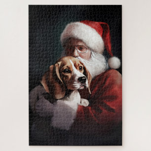 Puzzle Beagle avec le Père Noël Festif Noël
