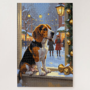 Puzzle Beagle avec lumières de Noël vacances